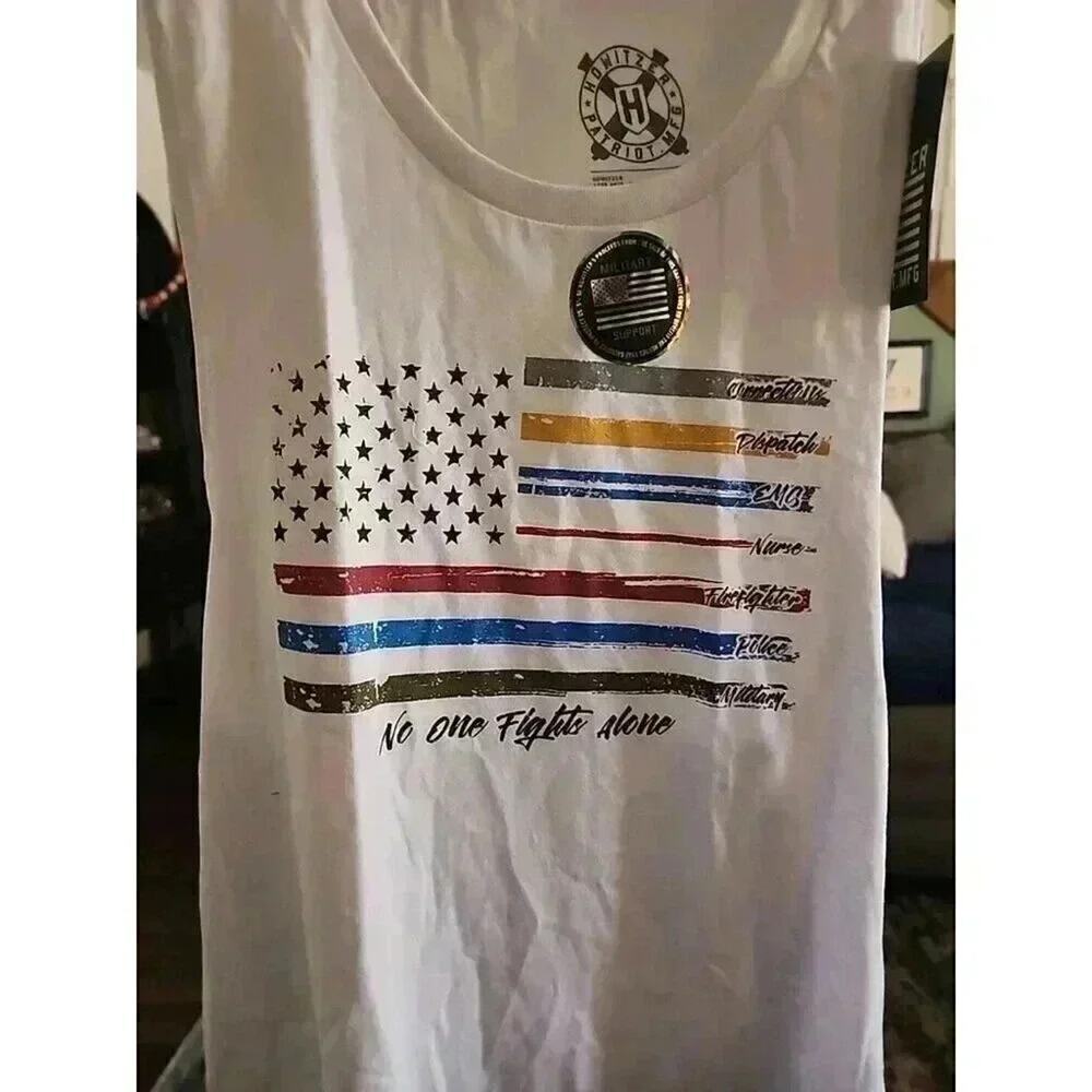 Howitzer White First Responder Flag Tank Women XL NWT CR5 No One Fights‎ Alone